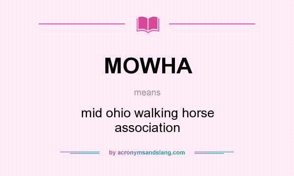 What does MOWHA mean? It stands for mid ohio walking horse association