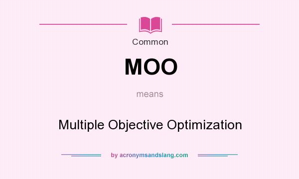 What does MOO mean? It stands for Multiple Objective Optimization