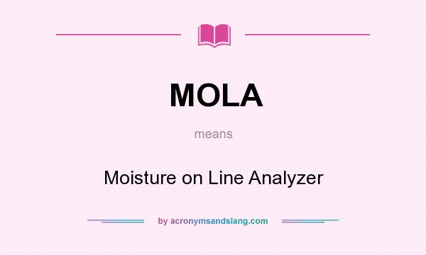 What does MOLA mean? It stands for Moisture on Line Analyzer