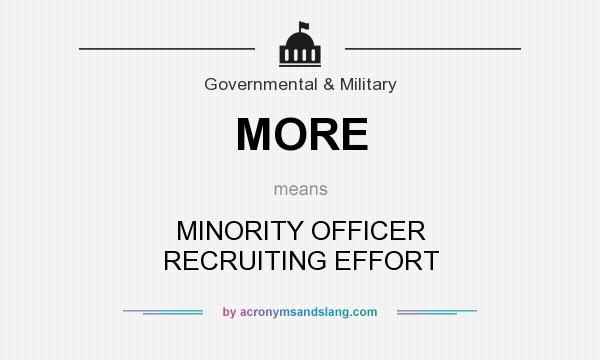 What does MORE mean? It stands for MINORITY OFFICER RECRUITING EFFORT