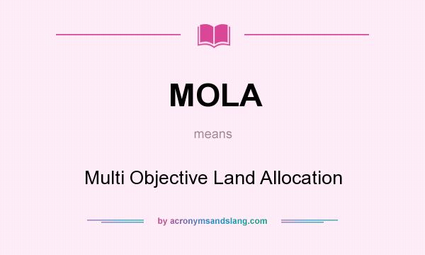 What does MOLA mean? It stands for Multi Objective Land Allocation