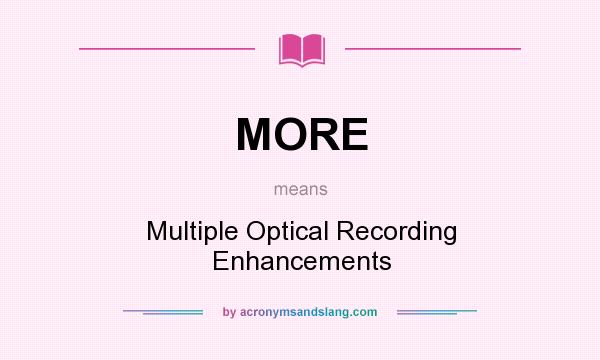 What does MORE mean? It stands for Multiple Optical Recording Enhancements