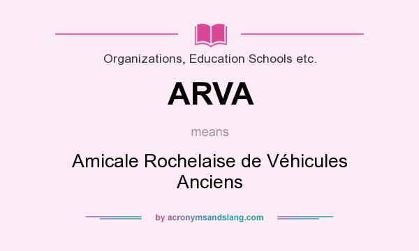 What does ARVA mean? It stands for Amicale Rochelaise de Véhicules Anciens