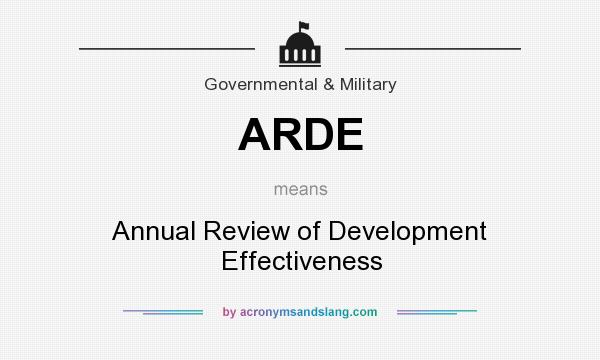 What does ARDE mean? It stands for Annual Review of Development Effectiveness