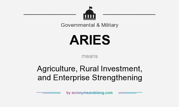What does ARIES mean? It stands for Agriculture, Rural Investment, and Enterprise Strengthening