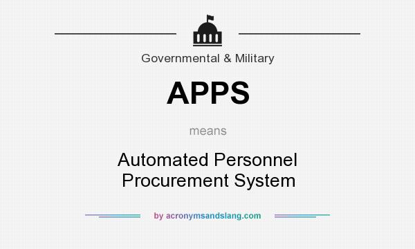What does APPS mean? It stands for Automated Personnel Procurement System
