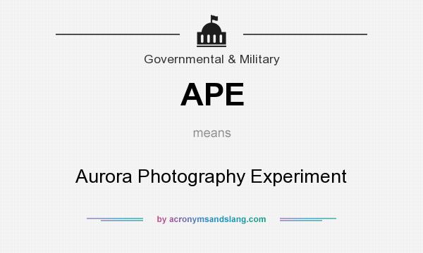 What does APE mean? It stands for Aurora Photography Experiment