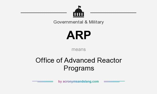 What does ARP mean? It stands for Office of Advanced Reactor Programs