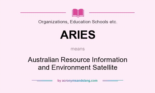 What does ARIES mean? It stands for Australian Resource Information and Environment Satellite