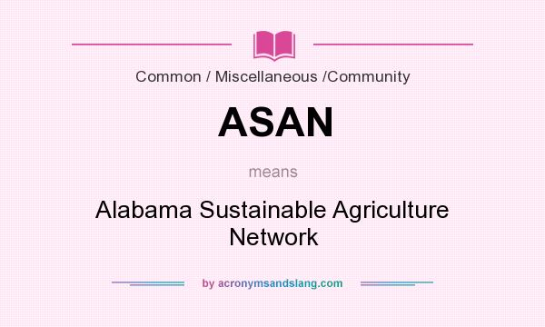 What does ASAN mean? It stands for Alabama Sustainable Agriculture Network