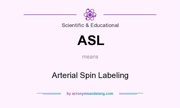 What does ASL mean? It stands for Arterial Spin Labeling