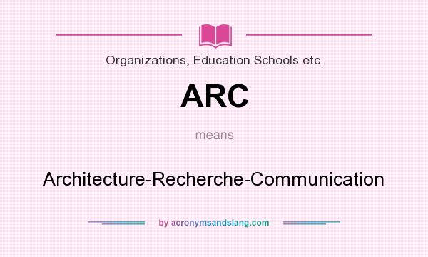 What does ARC mean? It stands for Architecture-Recherche-Communication