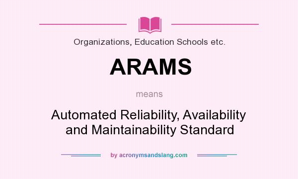 What does ARAMS mean? It stands for Automated Reliability, Availability and Maintainability Standard