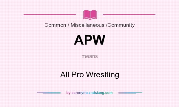 What does APW mean? It stands for All Pro Wrestling