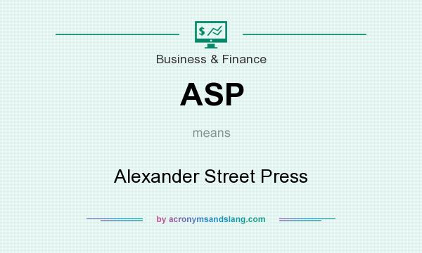 What does ASP mean? It stands for Alexander Street Press