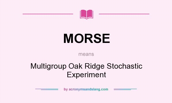What does MORSE mean? It stands for Multigroup Oak Ridge Stochastic Experiment