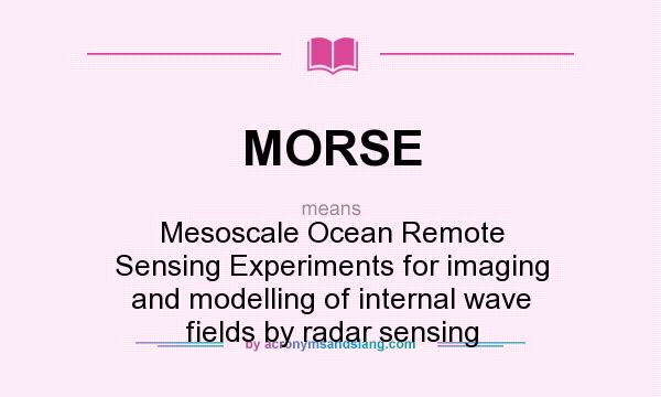 What does MORSE mean? It stands for Mesoscale Ocean Remote Sensing Experiments for imaging and modelling of internal wave fields by radar sensing