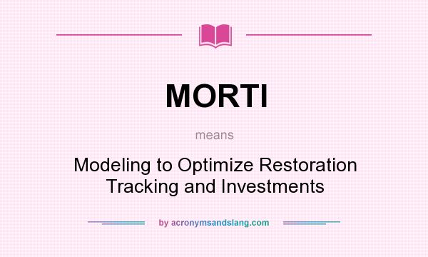 What does MORTI mean? It stands for Modeling to Optimize Restoration Tracking and Investments