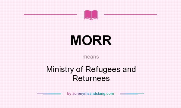 What does MORR mean? It stands for Ministry of Refugees and Returnees