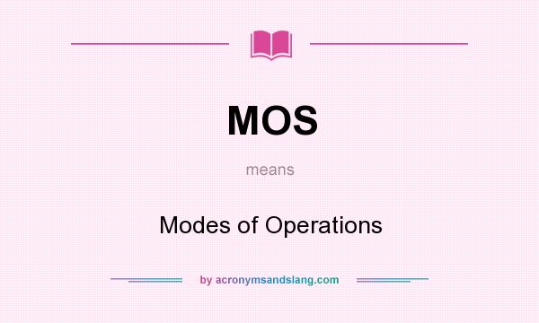 What does MOS mean? It stands for Modes of Operations