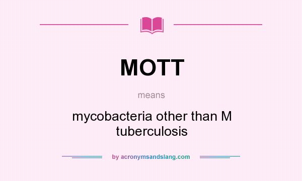 What does MOTT mean? It stands for mycobacteria other than M tuberculosis