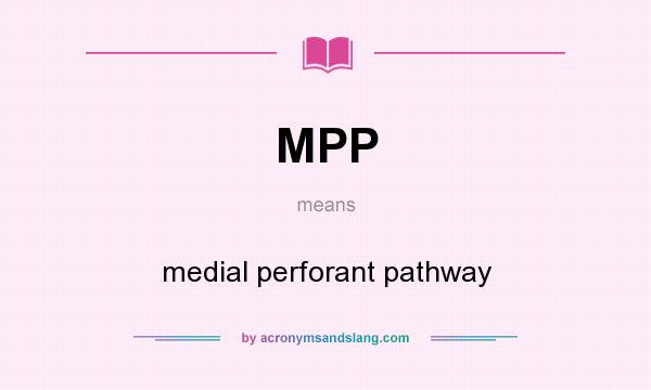 What does MPP mean? It stands for medial perforant pathway