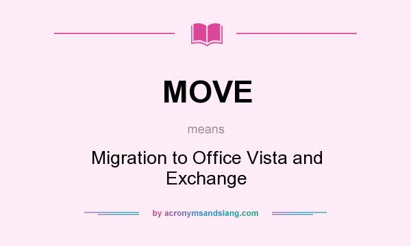 What does MOVE mean? It stands for Migration to Office Vista and Exchange
