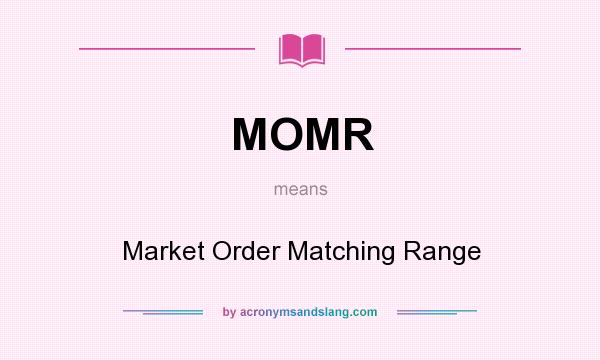 What does MOMR mean? It stands for Market Order Matching Range