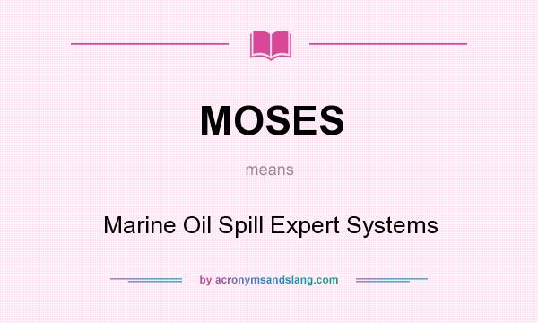 What does MOSES mean? It stands for Marine Oil Spill Expert Systems