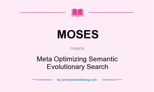 What does MOSES mean? It stands for Meta Optimizing Semantic Evolutionary Search