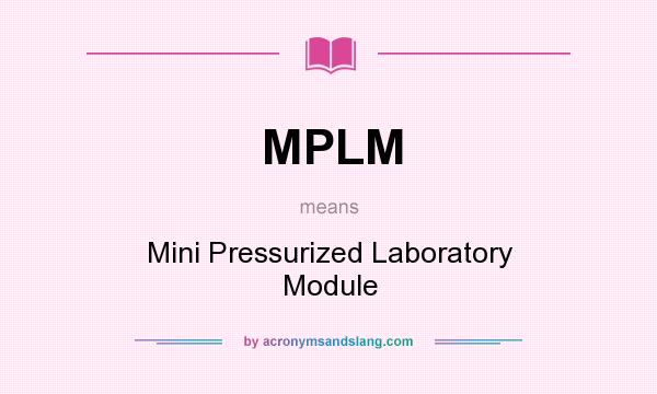 What does MPLM mean? It stands for Mini Pressurized Laboratory Module