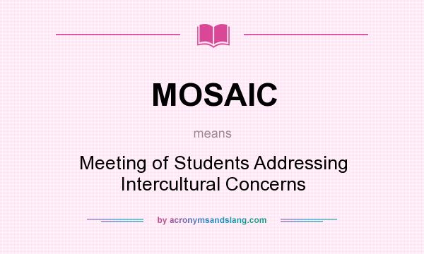 What does MOSAIC mean? It stands for Meeting of Students Addressing Intercultural Concerns