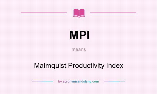 What does MPI mean? It stands for Malmquist Productivity Index
