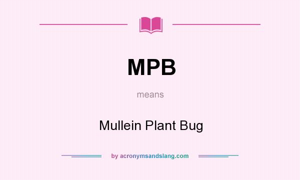 What does MPB mean? It stands for Mullein Plant Bug