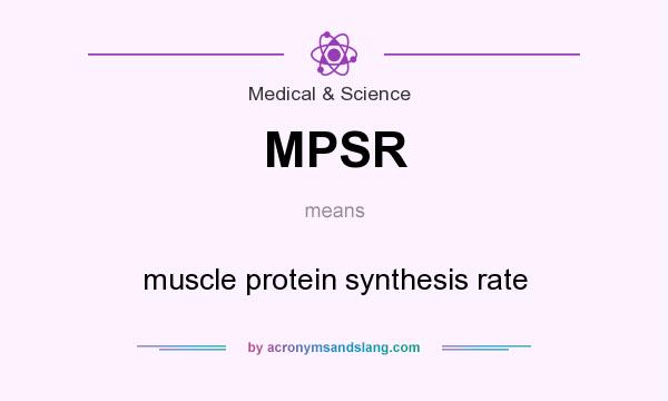 What does MPSR mean? It stands for muscle protein synthesis rate