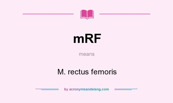 What does mRF mean? It stands for M. rectus femoris