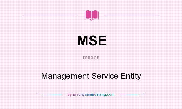What does MSE mean? It stands for Management Service Entity