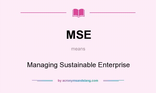 What does MSE mean? It stands for Managing Sustainable Enterprise