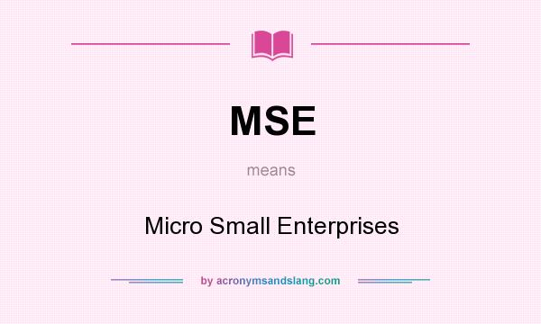 What does MSE mean? It stands for Micro Small Enterprises