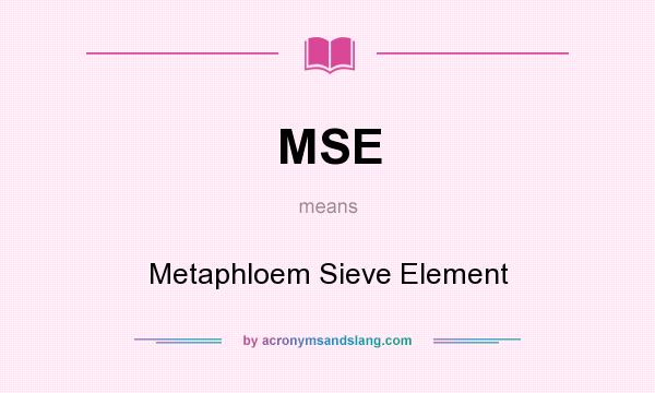 What does MSE mean? It stands for Metaphloem Sieve Element