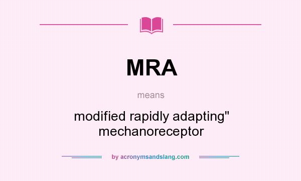 What does MRA mean? It stands for modified rapidly adapting mechanoreceptor