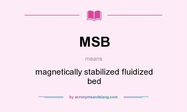 What does MSB mean? It stands for magnetically stabilized fluidized bed