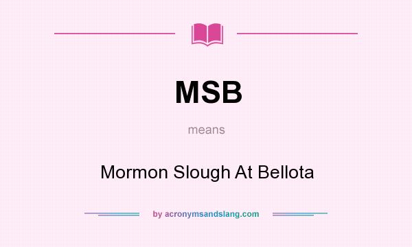What does MSB mean? It stands for Mormon Slough At Bellota