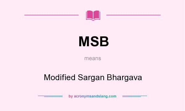 What does MSB mean? It stands for Modified Sargan Bhargava