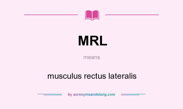What does MRL mean? It stands for musculus rectus lateralis