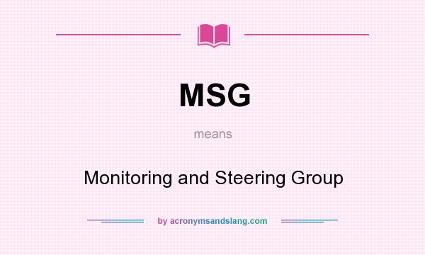 What does MSG mean? It stands for Monitoring and Steering Group