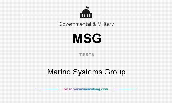 What does MSG mean? It stands for Marine Systems Group