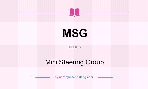 What does MSG mean? It stands for Mini Steering Group
