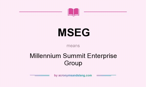 What does MSEG mean? It stands for Millennium Summit Enterprise Group
