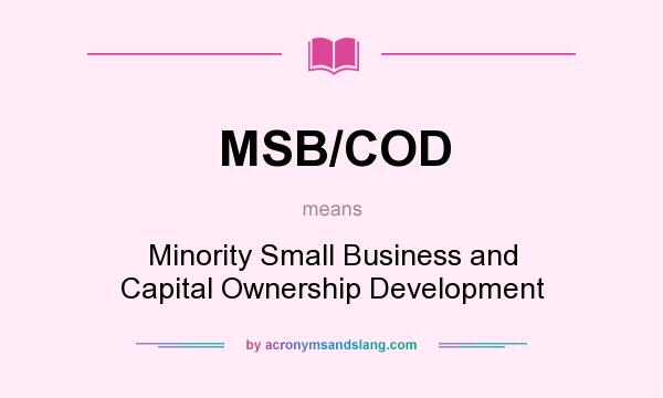 What does MSB/COD mean? It stands for Minority Small Business and Capital Ownership Development